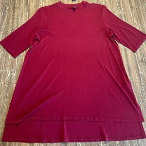 Eileen Fisher 100% Silk Short Sleeve Top Blouse Maroon Red Women’s Size S/P